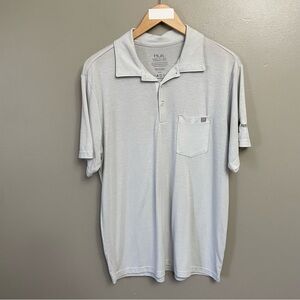 Huk Polo Shirt‎ Mens Medium Gray Performance Short Sleeve Fishing Outdoors